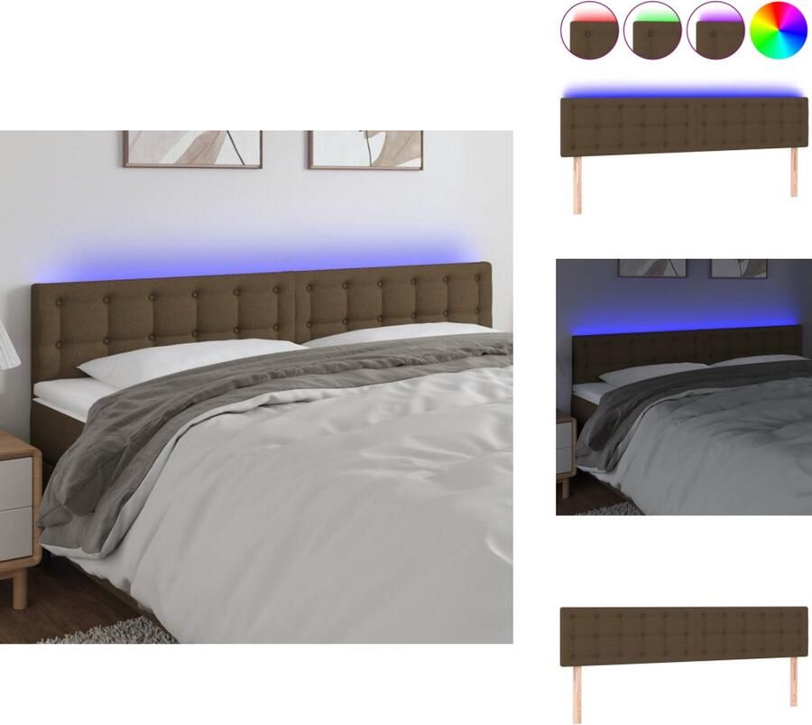 VidaXL Hoofdbord Hoofdborden Hoofdeinde Houten Hoofdbord LED 160x5x78 88 cm stof donkerbruin
