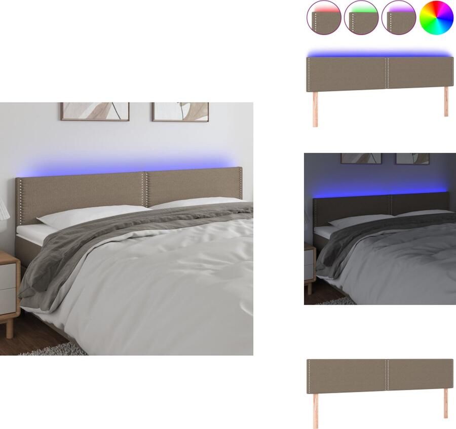 The Living Store Hoofdbord LED 180x5x78 88 cm stof taupe Hoofd Bord Led Hoofdbord Met Led Bedhoofdbord Led Lamp Slaap Kamer Decoratie - Foto 2