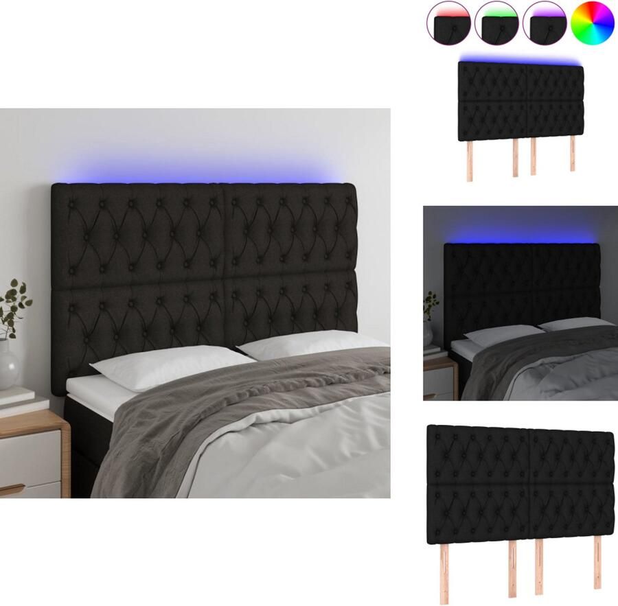 VidaXL Hoofdbord Hoofdborden Hoofdeinde Houten Hoofdbord LED 160x7x118 128 cm stof zwart