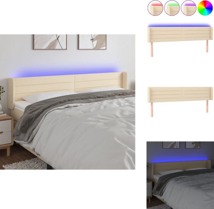 VidaXL Hoofdbord crème LED-verlichting Verstelbare hoogte Comfortabele ondersteuning Snijdbare LED-strip Montagehandleiding inbegrepen USB-aansluiting Bedonderdeel