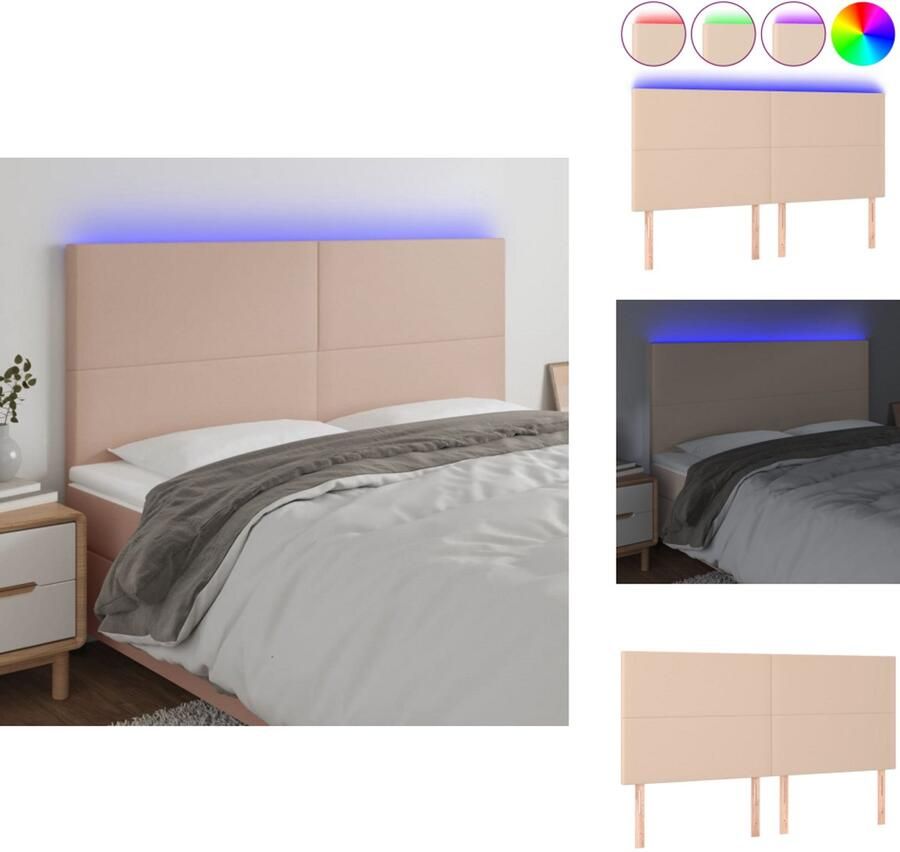 VidaXL Hoofdbord Hoofdborden Hoofdeinde Houten Hoofdbord LED 180x5x118 128 cm kunstleer cappuccinokleurig