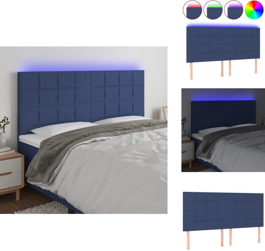 VidaXL Hoofdbord Hoofdborden Hoofdeinde Houten Hoofdbord LED 180x5x118 128 cm stof blauw