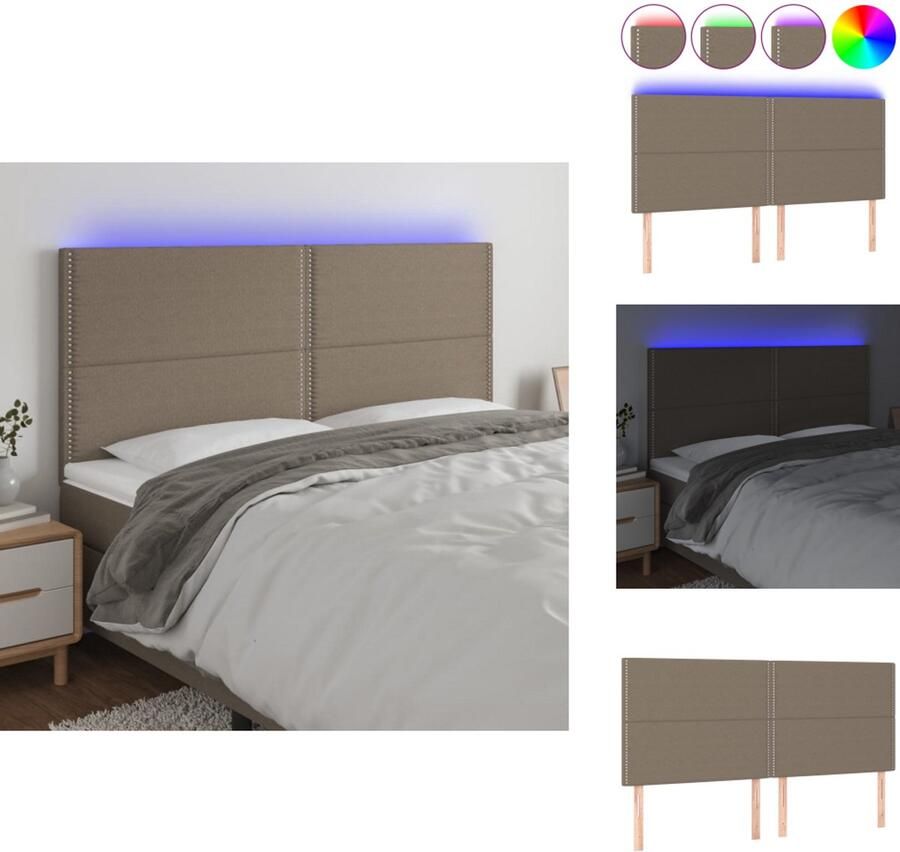 VidaXL Hoofdbord Hoofdborden Hoofdeinde Houten Hoofdbord LED 180x5x118 128 cm stof taupe