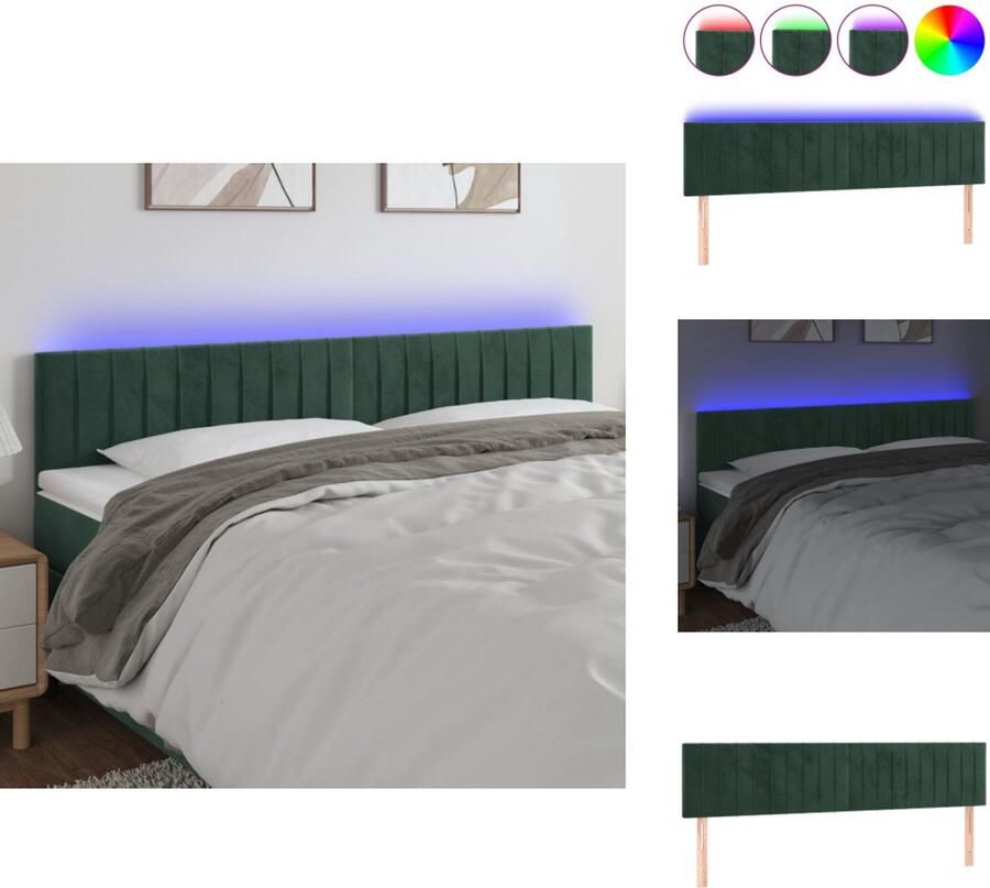 VidaXL Hoofdbord Hoofdborden Hoofdeinde Houten Hoofdbord LED 180x5x78 88 cm fluweel donkergroen