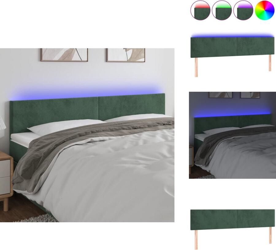VidaXL Hoofdbord Hoofdborden Hoofdeinde Houten Hoofdbord LED 180x5x78 88 cm fluweel donkergroen