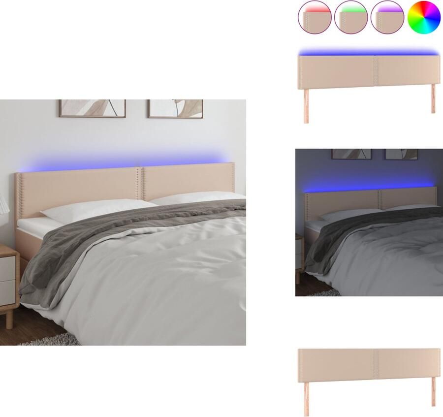 VidaXL Hoofdbord Hoofdborden Hoofdeinde Houten Hoofdbord LED 180x5x78 88 cm kunstleer cappuccinokleurig