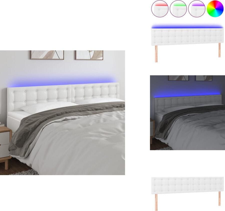 VidaXL Hoofdbord Hoofdborden Hoofdeinde Houten Hoofdbord LED 180x5x78 88 cm kunstleer wit