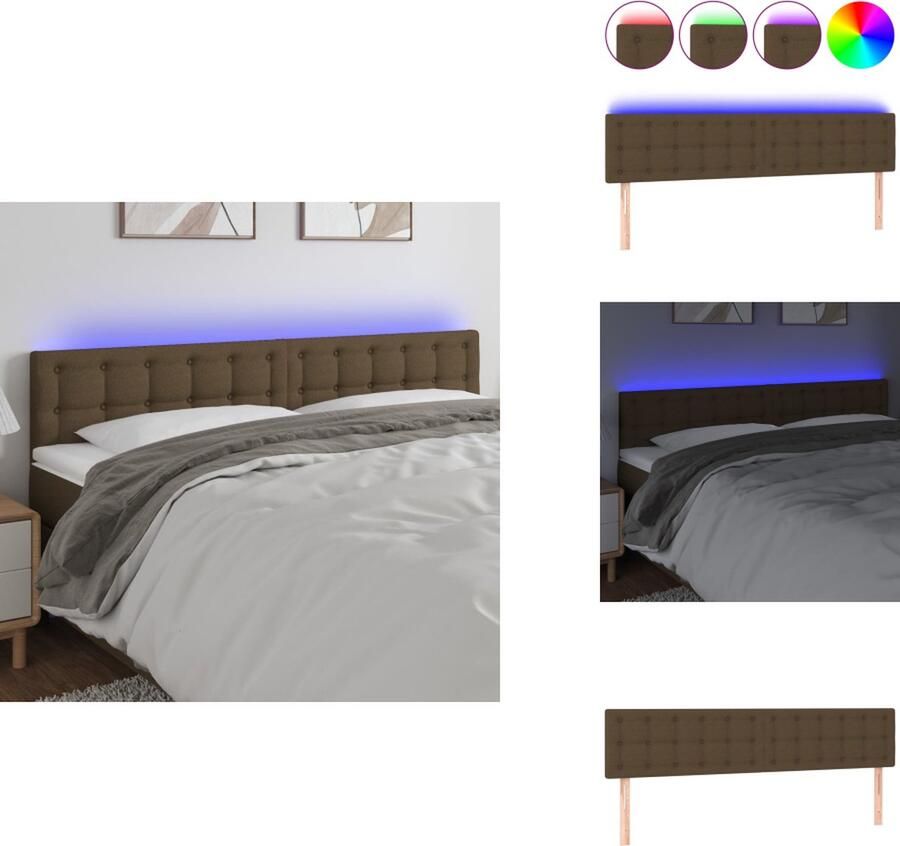 VidaXL Hoofdbord Hoofdborden Hoofdeinde Houten Hoofdbord LED 180x5x78 88 cm stof donkerbruin