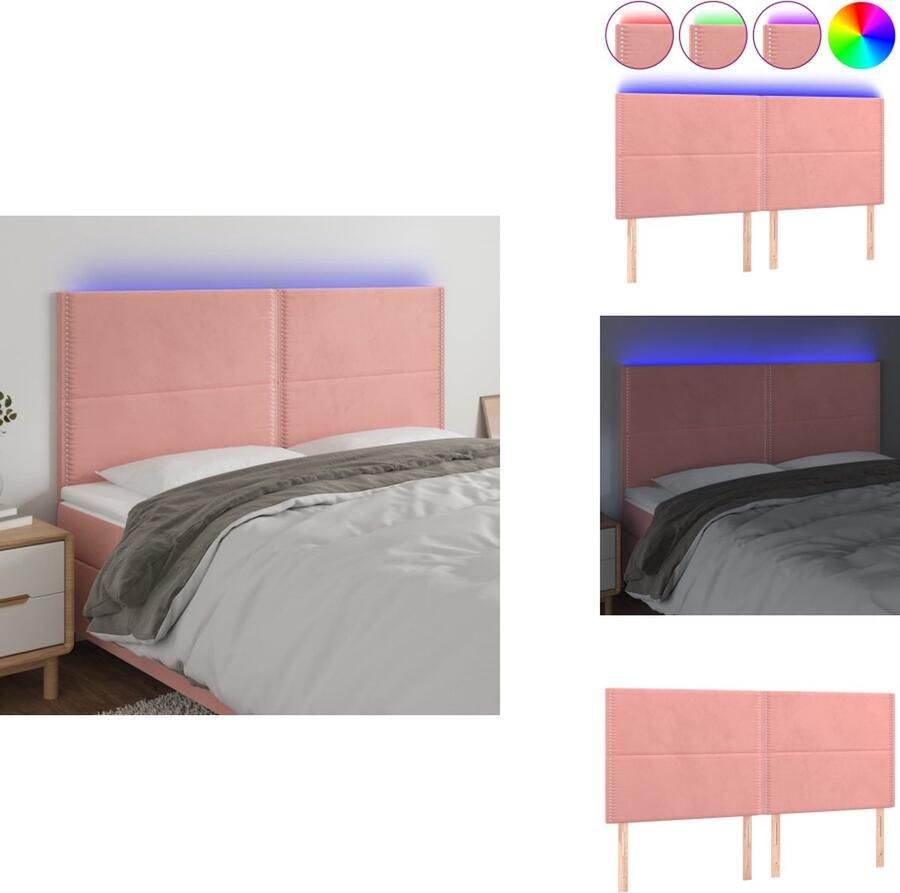 VidaXL Hoofdeind Klassiek LED Hoofdbord Afmetingen- 200x5x118 128 cm Ken- Verstelbare hoogte Zacht fluweel Bedonderdeel