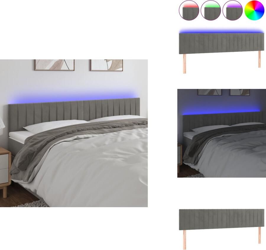 VidaXL LED-hoofdbord Klassiek Hoofdbord 200 x 5 x 78 88 cm Lichtgrijs Stof Hout Schuim Bedonderdeel