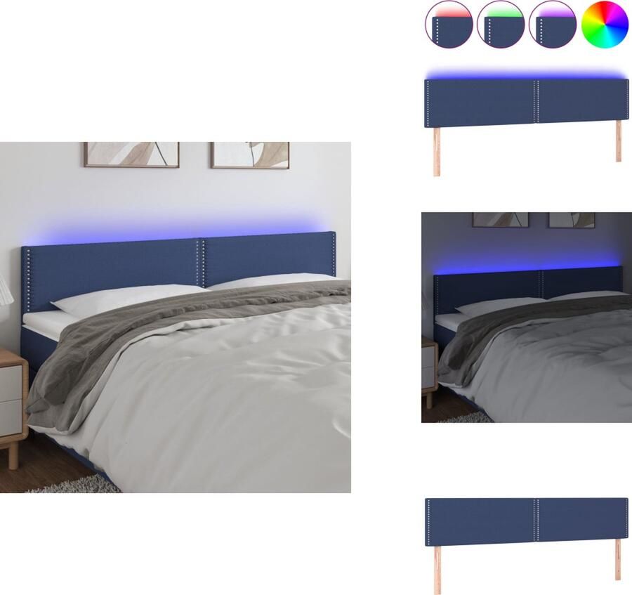 VidaXL Verstelbaar LED Hoofdbord Blauw 200 x 5 x 78 88 cm Duurzaam materiaal Kleurrijke LED-verlichting Bedonderdeel