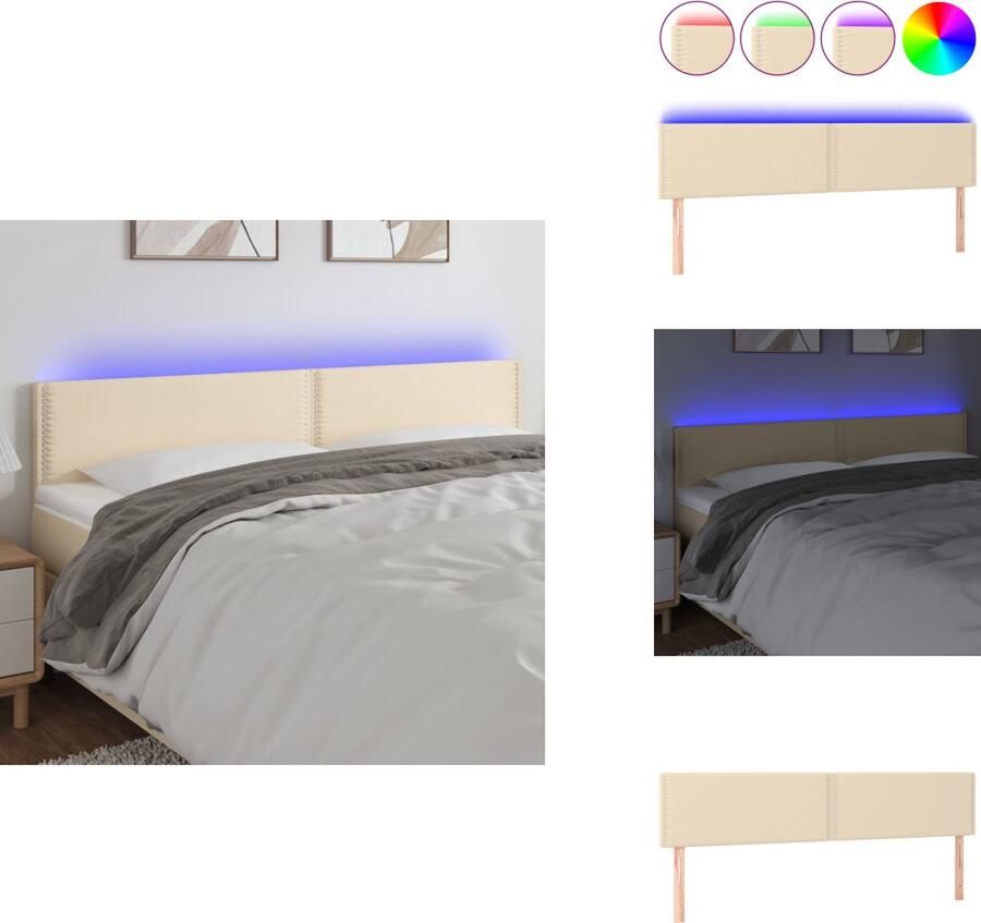 VidaXL LED-hoofdbord Klassiek Hoofdborden Afmeting- 200 x 5 x 78 88 cm Ken- Duurzaam IP65 Kleur- Crème Bedonderdeel