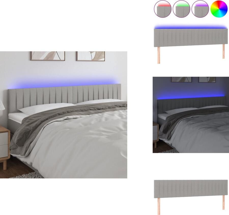 VidaXL Hoofdbord Hoofdborden Hoofdeinde Houten Hoofdbord LED 180x5x78 88 cm stof lichtgrijs