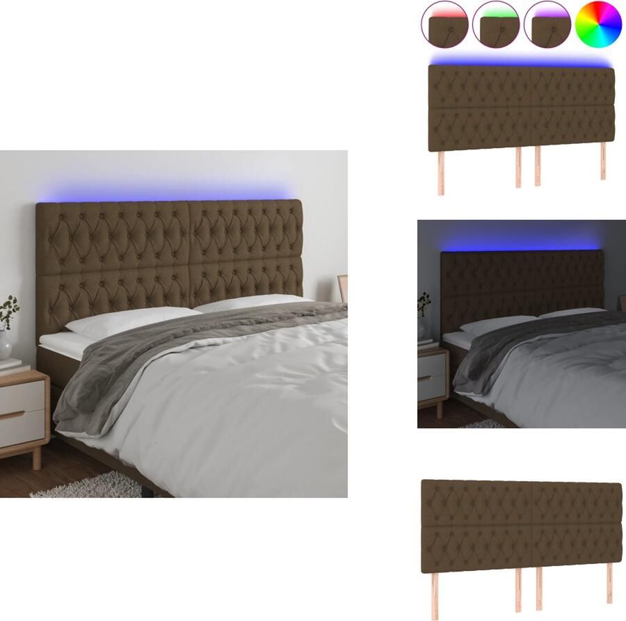 The Living Store Hoofdeind LED Strip 200 x 7 x 118 128 cm Donkerbruin Hoofd Bord Led Hoofdbord Met Verlichting Beddecoratie Slaapkamers Moderne Meubels - Foto 2