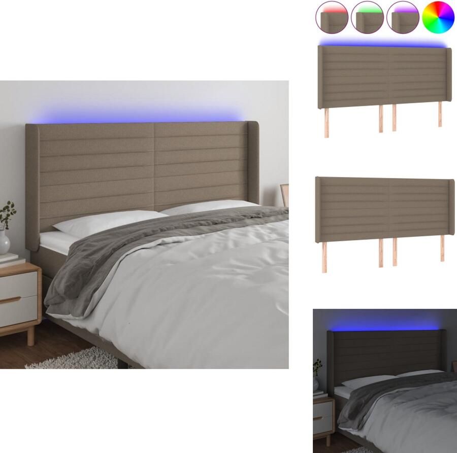 VidaXL Hoofdbord Hoofdborden Hoofdeinde Houten Hoofdbord LED 203x16x118 128 cm stof taupe