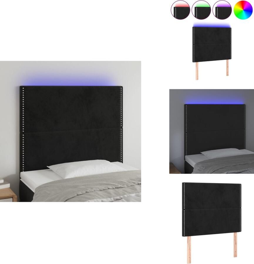 VidaXL Hoofdeinde Zwart Stof 100x5x118 128 cm Verstelbaar hoofdbord LED-verlichting Bedonderdeel - Foto 1