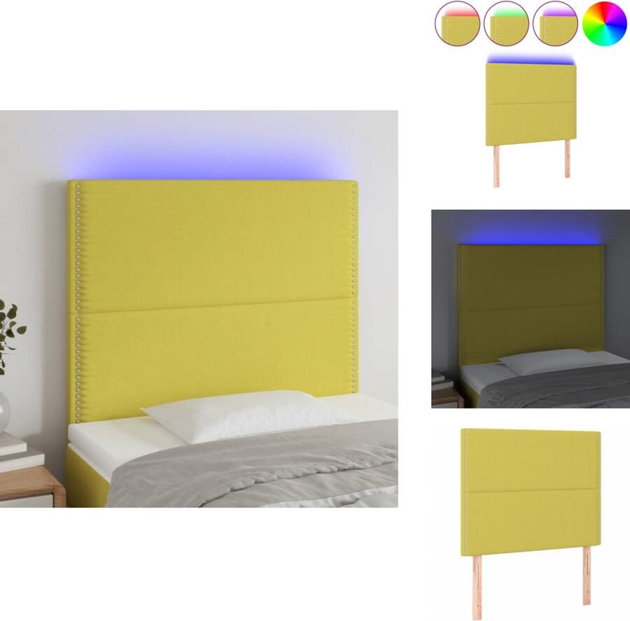 VidaXL Hoofdbord Hoofdborden Hoofdeinde Houten Hoofdbord LED 80x5x118 128 cm stof groen