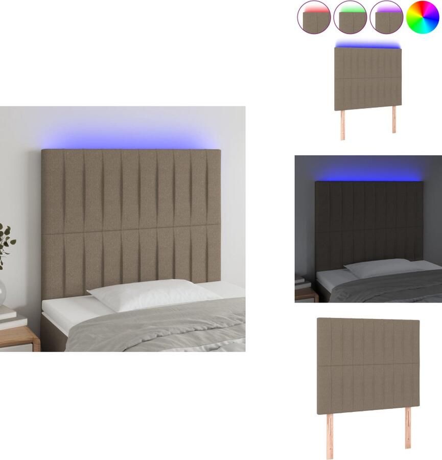 VidaXL Hoofdbord Hoofdborden Hoofdeinde Houten Hoofdbord LED 80x5x118 128 cm stof taupe
