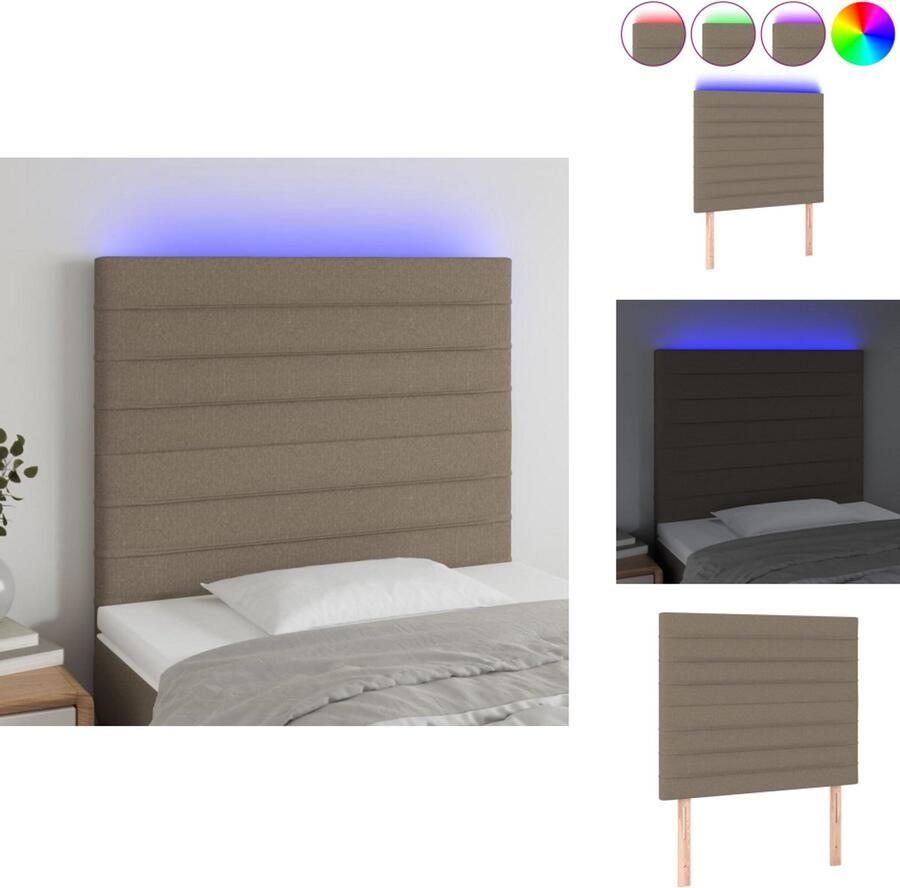 VidaXL Hoofdbord Hoofdborden Hoofdeinde Houten Hoofdbord LED 80x5x118 128 cm stof taupe