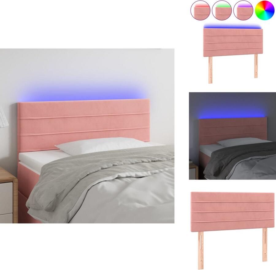 VidaXL Hoofdbord Hoofdborden Hoofdeinde Houten Hoofdbord LED 80x5x78 88 cm fluweel roze