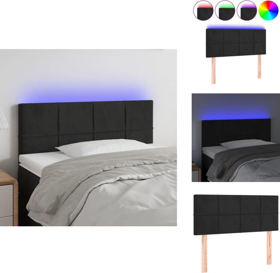 VidaXL Hoofdbord Hoofdborden Hoofdeinde Houten Hoofdbord LED 80x5x78 88 cm fluweel zwart