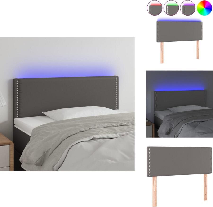 VidaXL Hoofdbord Hoofdborden Hoofdeinde Houten Hoofdbord LED 80x5x78 88 cm kunstleer grijs