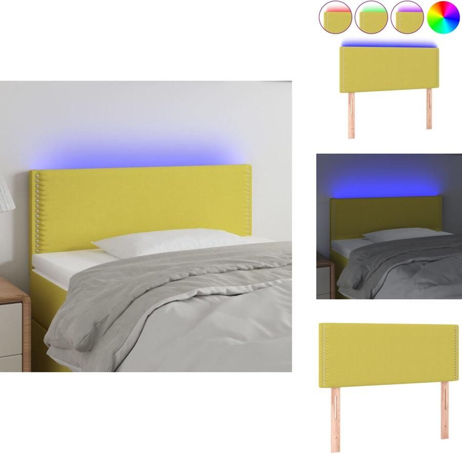 VidaXL Hoofdbord LED 80x5x78 88 cm stof groen - Foto 2