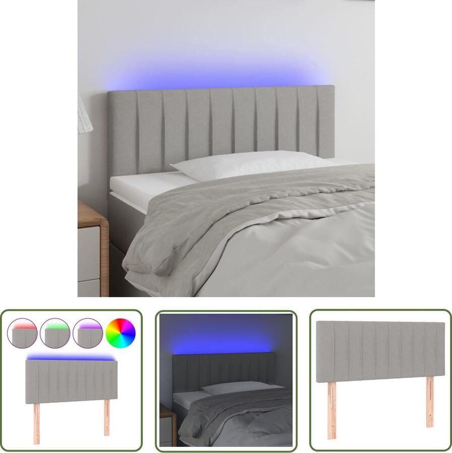 The Living Store Hoofdeind LED Lichtgrijs 80 x 5 x 78 88 cm Verstelbaar Hoofdboard Led Hoofdbord Grijs Hoofdbord Met Led Verlichting Slaapkamersdecoratie