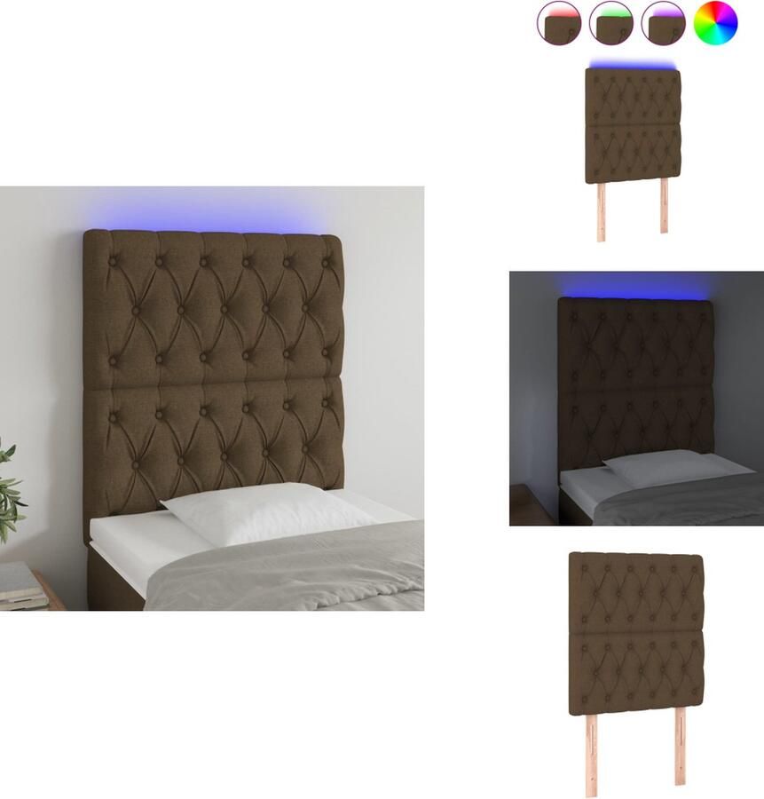 VidaXL Hoofdeind Klassiek LED Hoofdbord Afmeting 80 x 7 x 118 128 cm Kleur donkerbruin Bedonderdeel - Foto 2