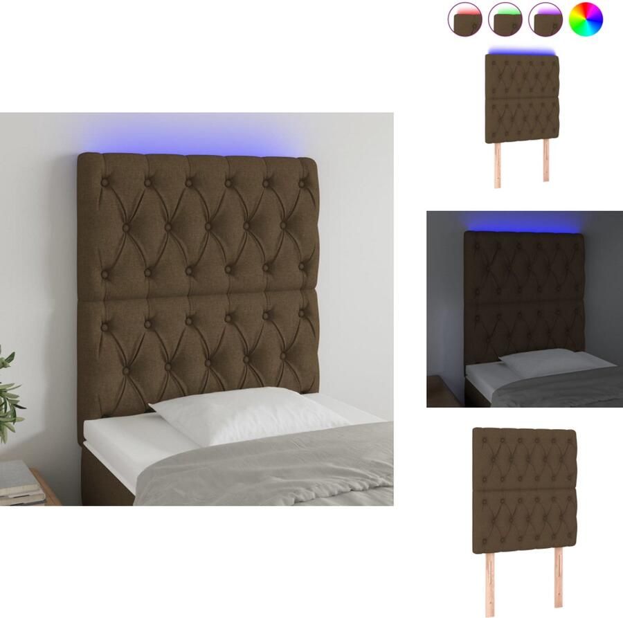 VidaXL Hoofdeind Klassiek LED Hoofdbord Afmeting 80 x 7 x 118 128 cm Kleur donkerbruin Bedonderdeel