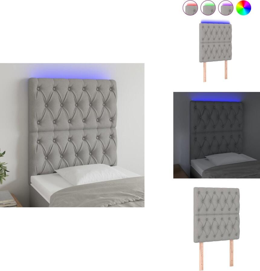 VidaXL Hoofdbord Hoofdborden Hoofdeinde Houten Hoofdbord LED 80x7x118 128 cm stof lichtgrijs