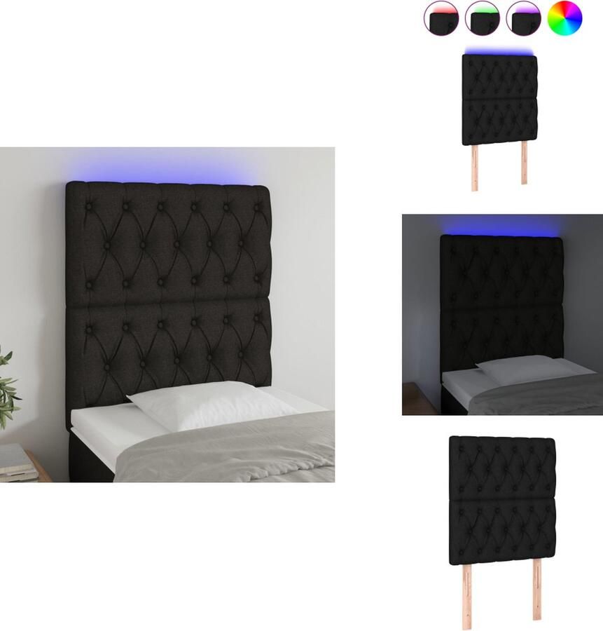 VidaXL Hoofdbord LED 80x7x118 128 cm stof zwart - Foto 2
