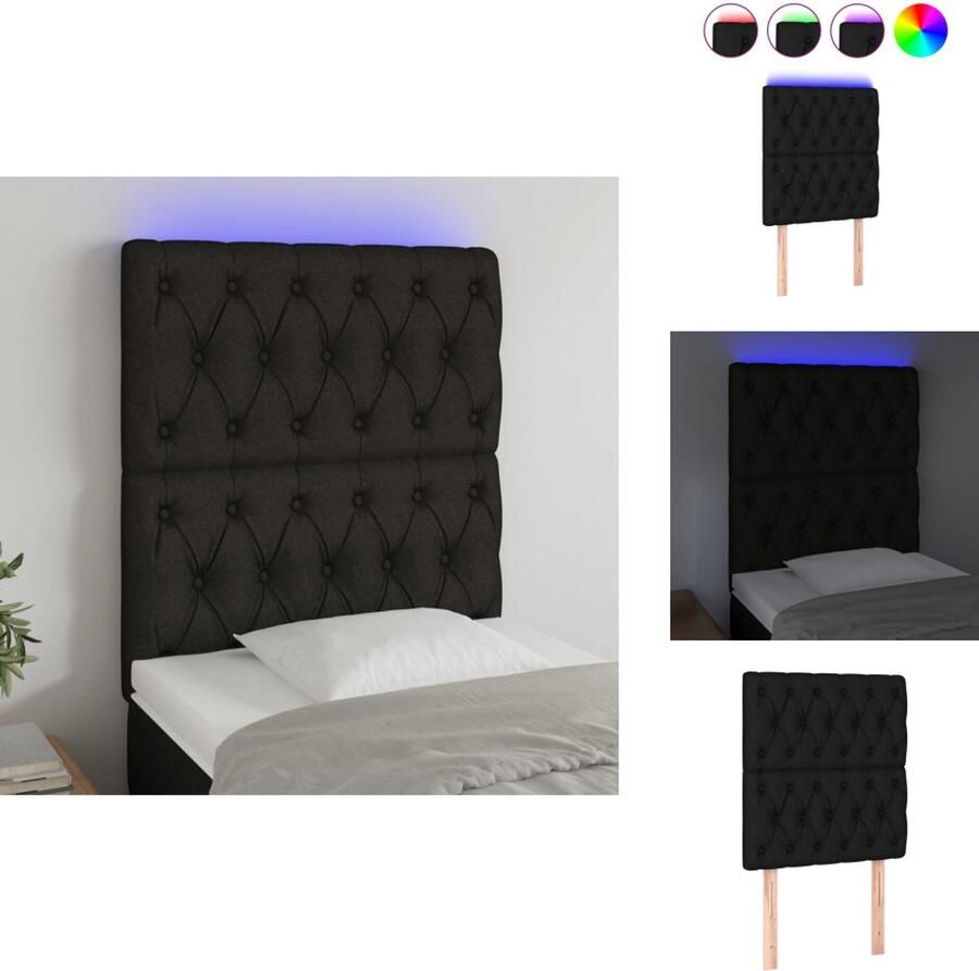 VidaXL Hoofdbord LED 80x7x118 128 cm stof zwart