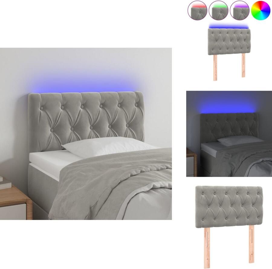 VidaXL Hoofdbord Hoofdborden Hoofdeinde Houten Hoofdbord LED 80x7x78 88 cm fluweel lichtgrijs