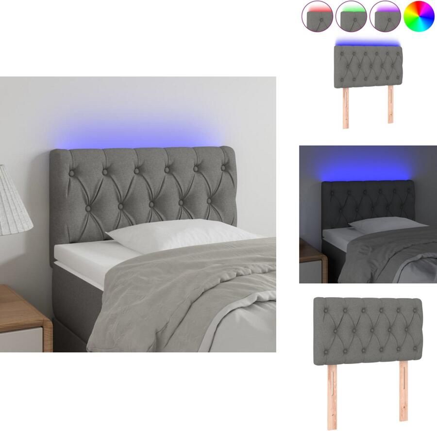 The Living Store Hoofdeind LED-verlichting Verstelbare hoogte Comfortabele ondersteuning Snijdbare LED-strip Hoofdboard Led Verlichting Hoofdbord Grijs Comfortabel Hoofdbord Beddecoratie