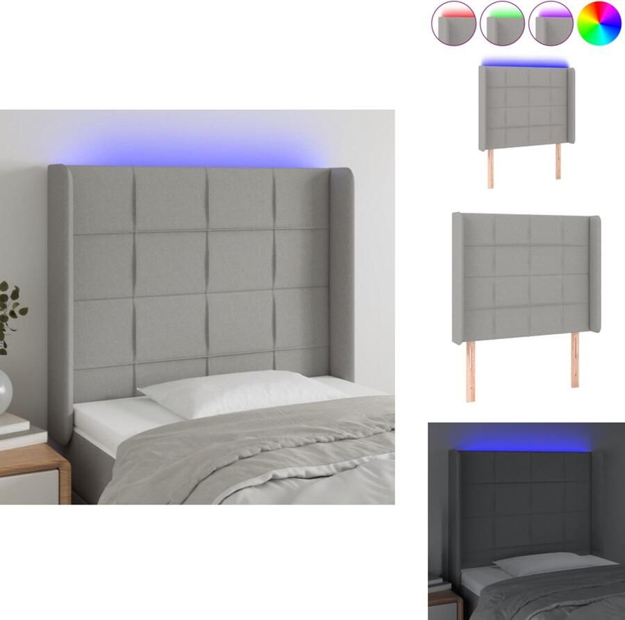 VidaXL Hoofdbord Hoofdborden Hoofdeinde Houten Hoofdbord LED 83x16x118 128 cm stof lichtgrijs