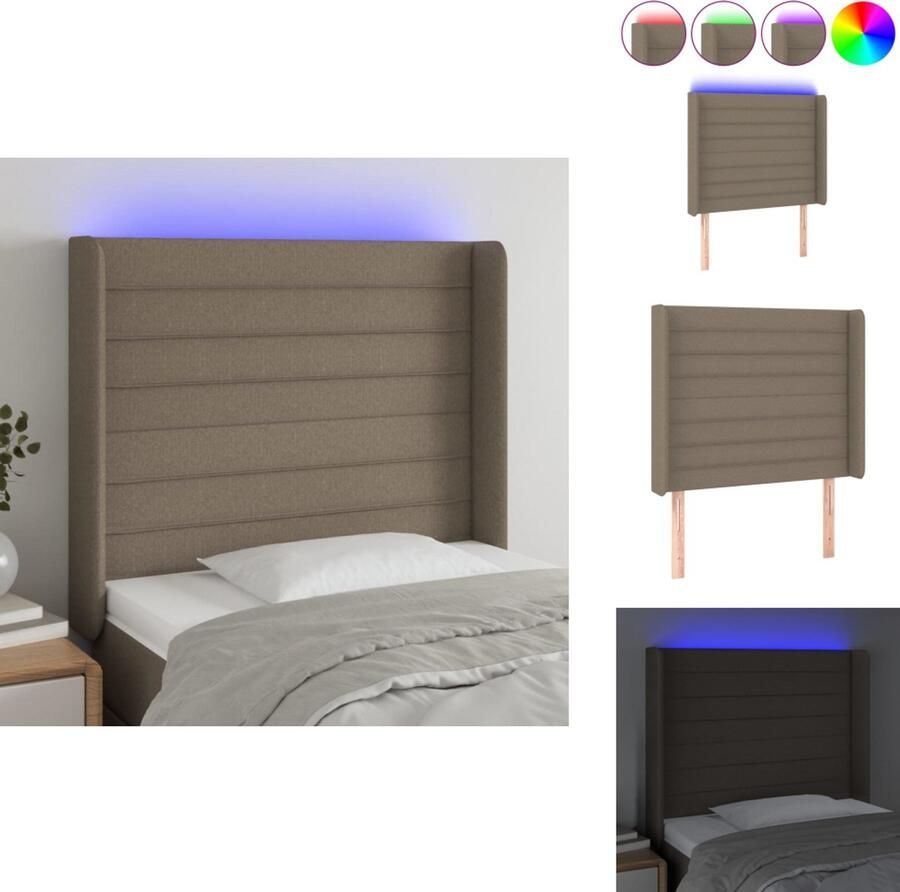 VidaXL Hoofdbord Hoofdborden Hoofdeinde Houten Hoofdbord LED 83x16x118 128 cm stof taupe