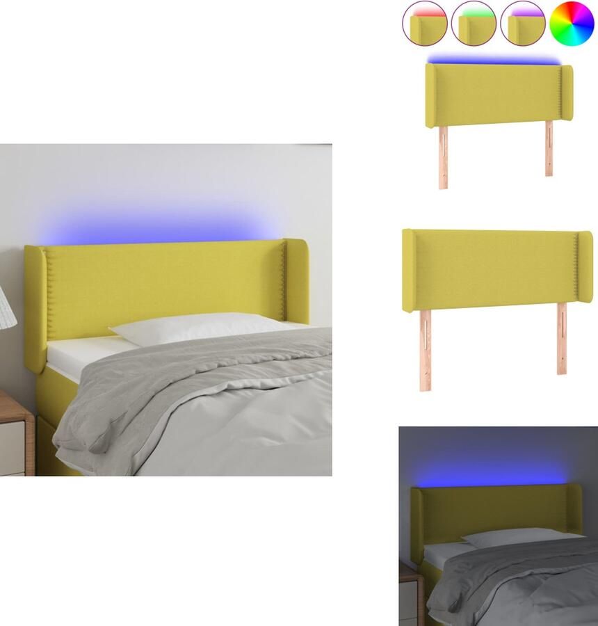 VidaXL Hoofdbord Hoofdborden Hoofdeinde Houten Hoofdbord LED 83x16x78 88 cm stof groen