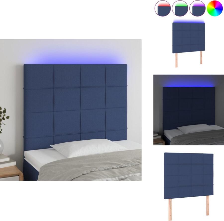 VidaXL Hoofdbord Hoofdborden Hoofdeinde Houten Hoofdbord LED 90x5x118 128 cm stof blauw