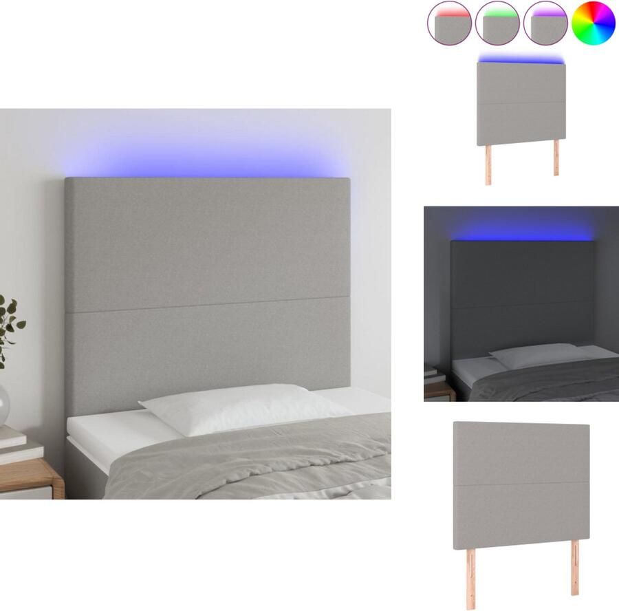 The Living Store Hoofdeinde LED-strip 55 cm Lichtgrijs 100 x 5 x 118 128 cm Verstelbare hoogte Hoofd Bord Led Hoofdbord Grijs Hoofdbord Met Led Slaapkamers Decoratie - Foto 2
