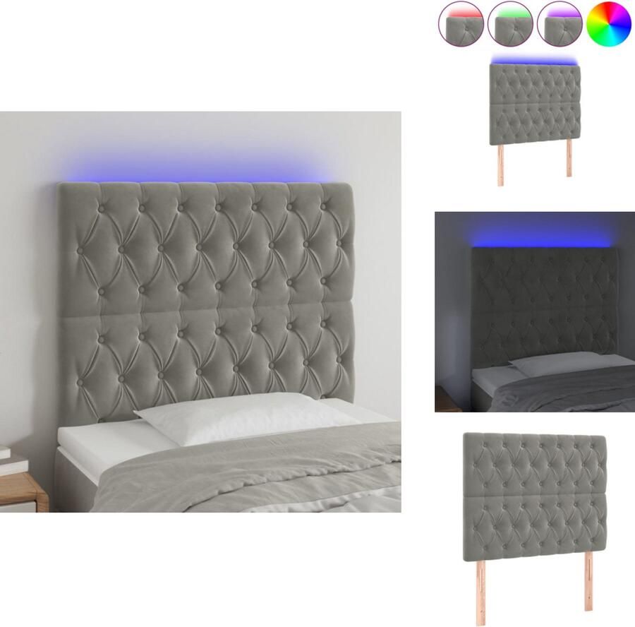 VidaXL Hoofdbord Hoofdborden Hoofdeinde Houten Hoofdbord LED 90x7x118 128 cm fluweel lichtgrijs