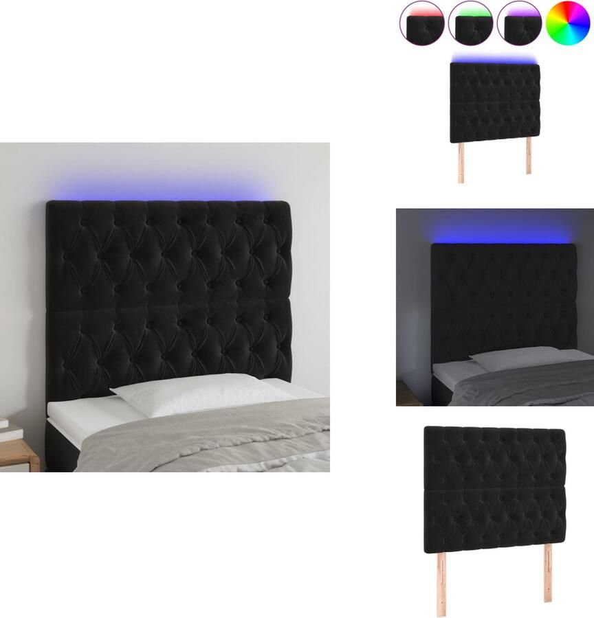 VidaXL Hoofdbord Hoofdborden Hoofdeinde Houten Hoofdbord LED 90x7x118 128 cm fluweel zwart - Foto 2