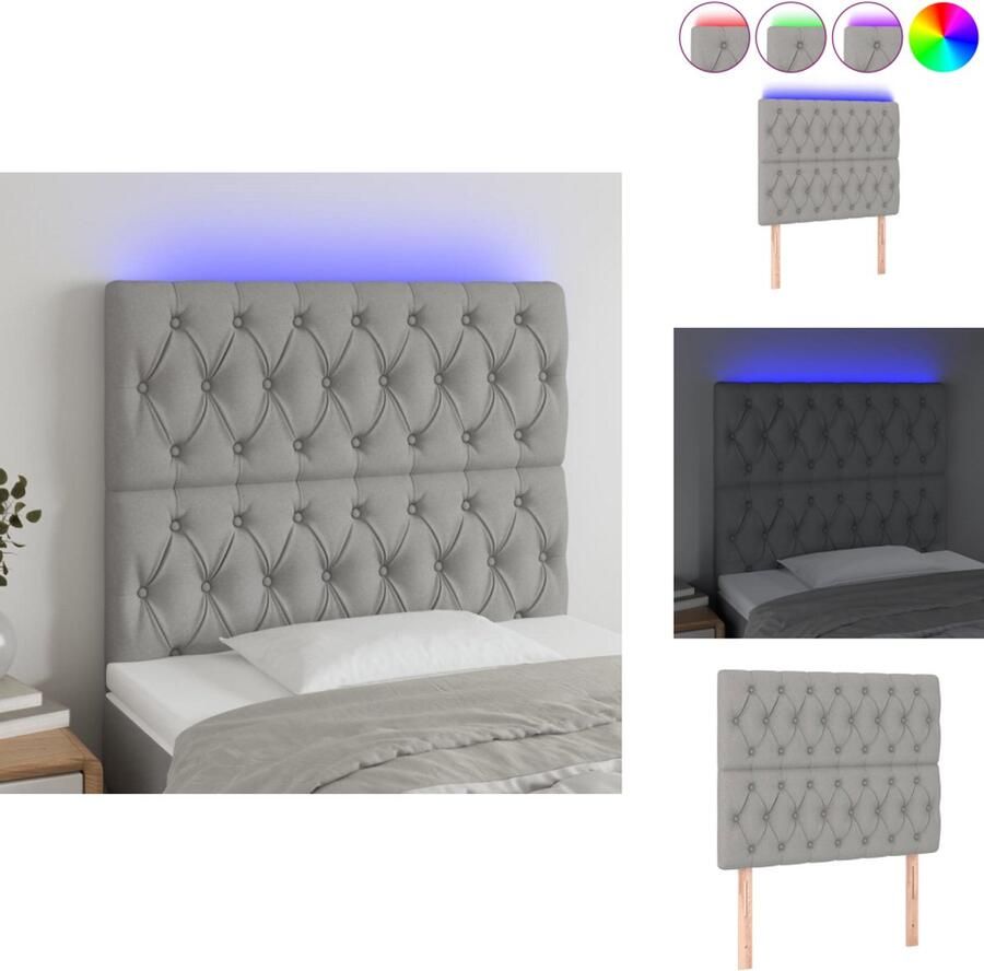 VidaXL Hoofdbord Hoofdborden Hoofdeinde Houten Hoofdbord LED 90x7x118 128 cm stof lichtgrijs