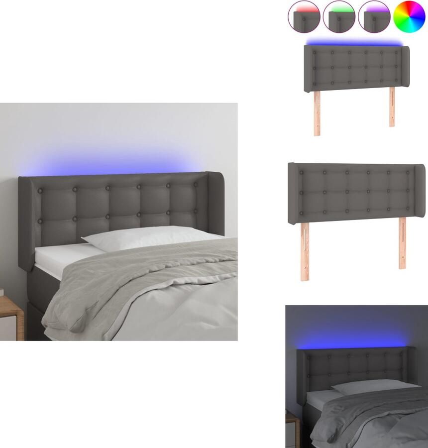 VidaXL Hoofdbord Hoofdborden Hoofdeinde Houten Hoofdbord LED 93x16x78 88 cm kunstleer grijs