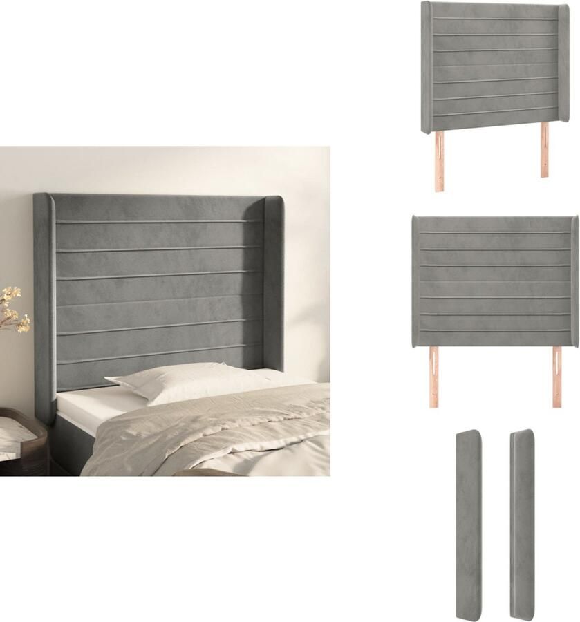 VidaXL Klassieke Hoofdbord Fluweel Verstelbare Hoogte Stevige Poten Comfortabele Ondersteuning Lichtgrijs 103x16x118 128 cm Bedonderdeel
