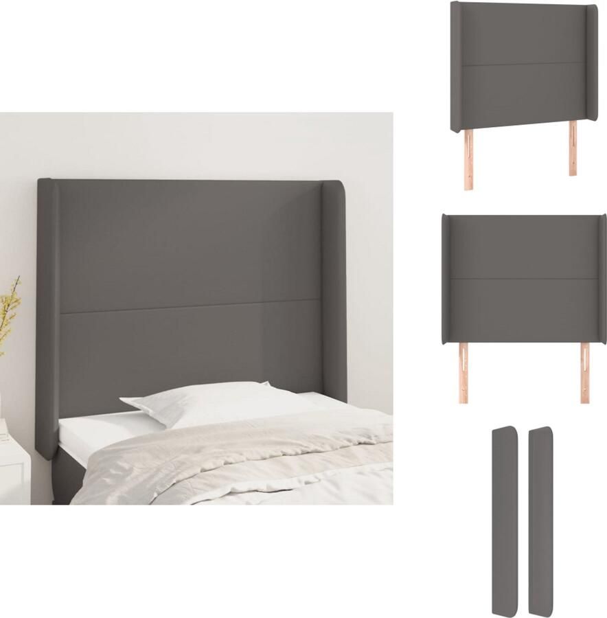 VidaXL Klassieke Hoofdbord Grijs Kunstleer Verstelbare Hoogte Stevige Poten Comfortabele Ondersteuning Bedonderdeel