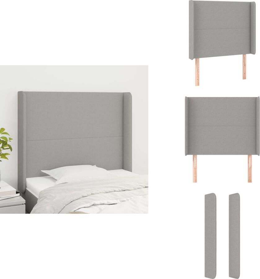 VidaXL Hoofdbord Hoofdborden Hoofdeinde Houten Hoofdbord met randen 103x16x118 128 cm stof lichtgrijs