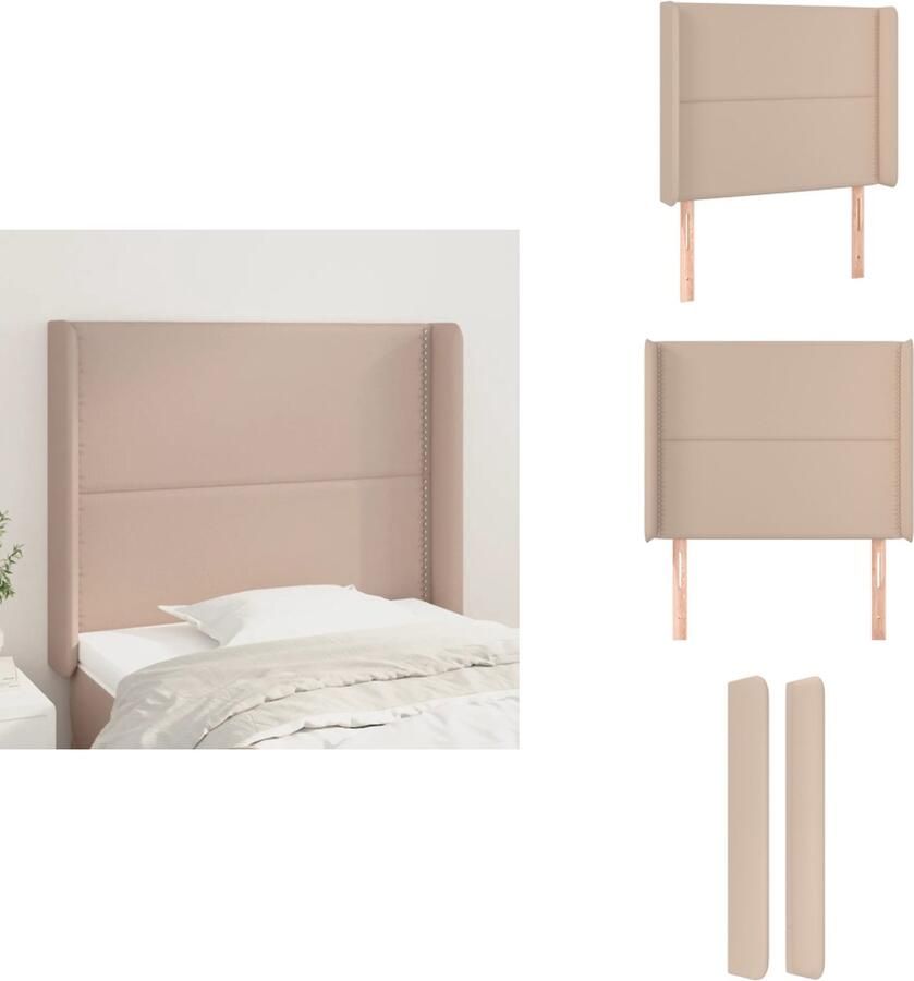 VidaXL Hoofdbord Hoofdborden Hoofdeinde Houten Hoofdbord met randen 103x16x118 128cm kunstleer cappuccinokleur