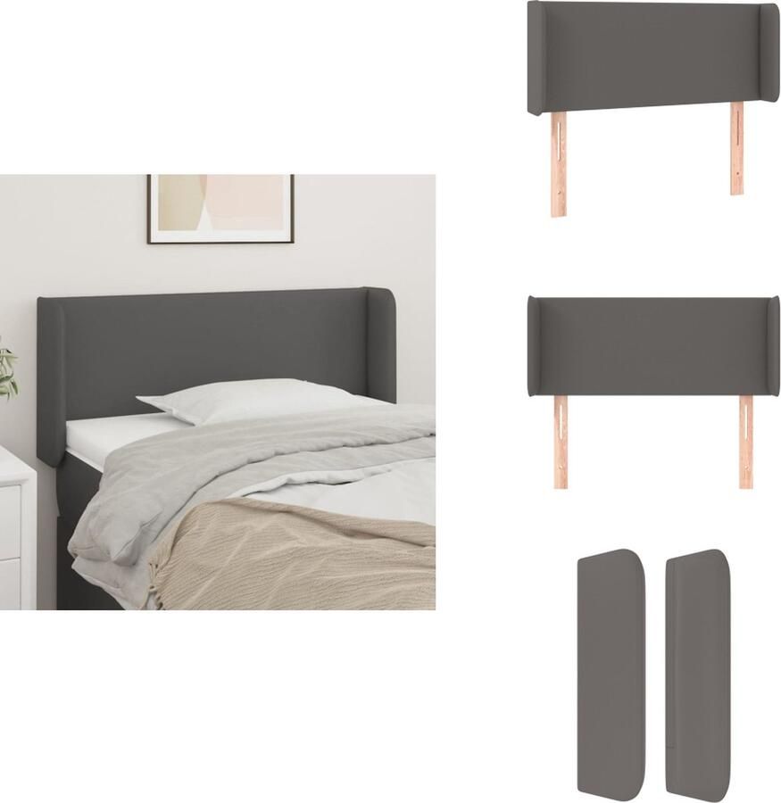 VidaXL Hoofdbord Hoogwaardig Kunstleer Stabiele Poten Verstelbare Hoogte Comfortabele Ondersteuning Grijs 103x16x78 88 cm Bedonderdeel