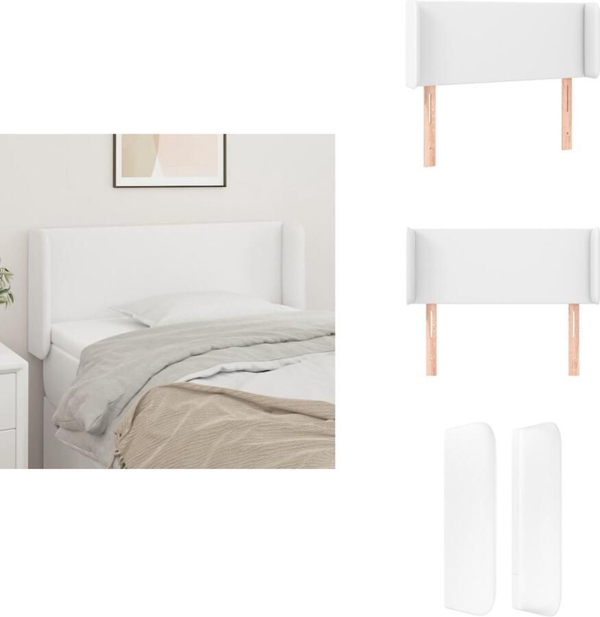 VidaXL Hoofdbord Hoofdborden Hoofdeinde Houten Hoofdbord met randen 103x16x78 88 cm kunstleer wit